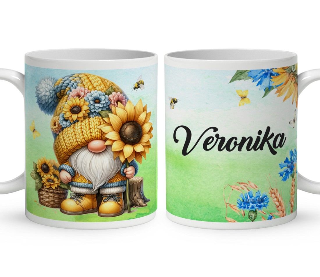 Névvel kérhető - Cuki napraforgós manó mintás bögre - otthon & életmód - konyhafelszerelés, tálalás - tálalás - bögre & csésze - Meska.hu