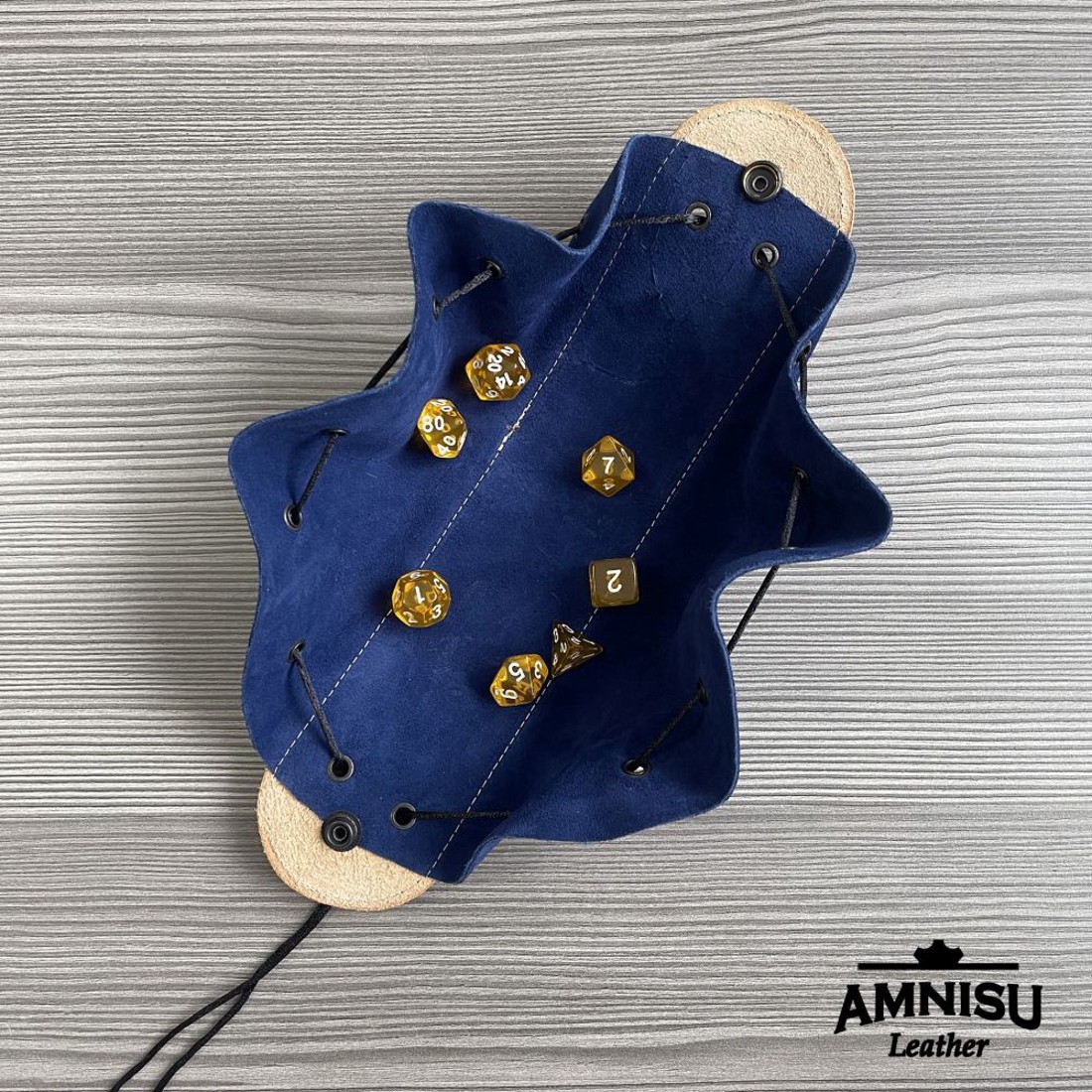 2in1 szütyő és kockatálca - natúr - sötétkék - játék & sport - táblajáték és kártyajáték - társasjátékok - dobókocka - Meska.hu