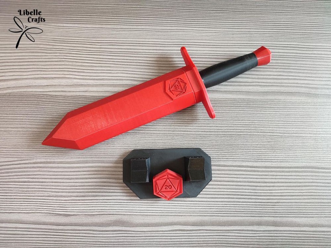 Kard formájú kockatartó D20 szimbólummal + AJÁNDÉK - játék & sport - táblajáték és kártyajáték - társasjátékok - dobókocka - Meska.hu