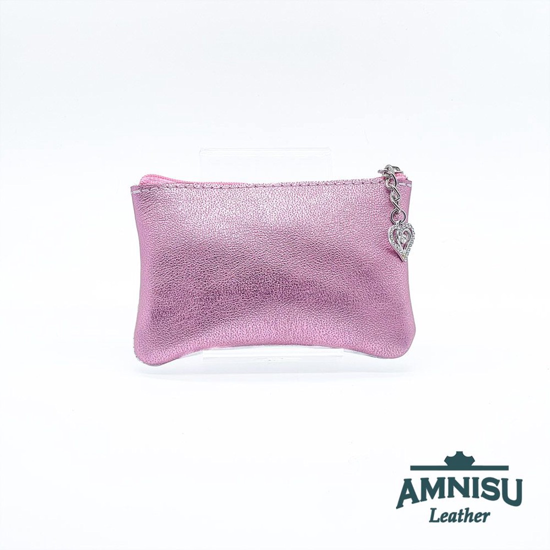 Metál rózsaszín - ezüst ívelt egy cipzáras kulcstartó C4001-1008 -  - Meska.hu