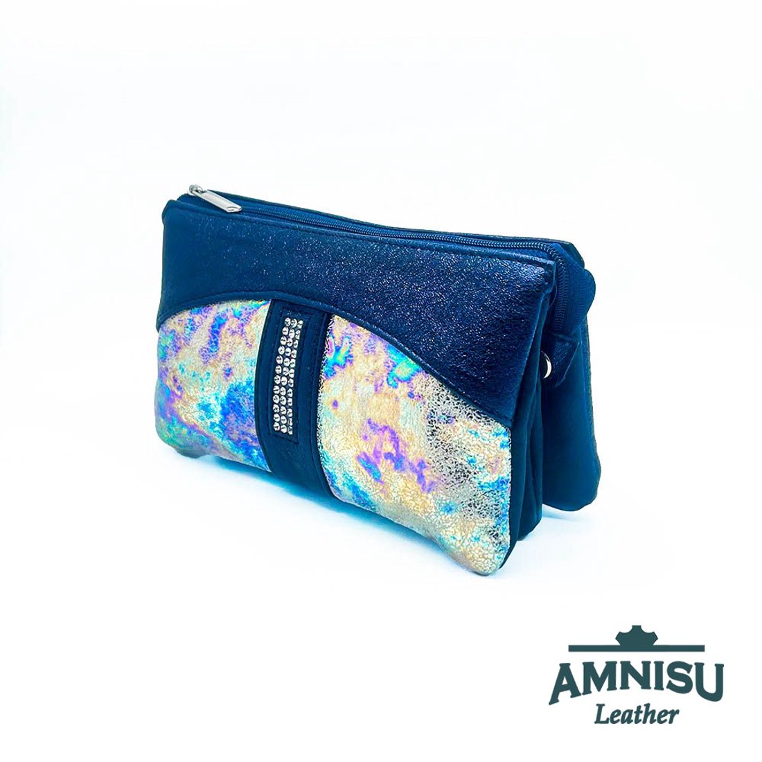 Metál sötétkék - hologramos egyenes kristály köves női pénztárca G6008 - táska & tok - pénztárca & más tok - pénztárca - női pénztárca - Meska.hu