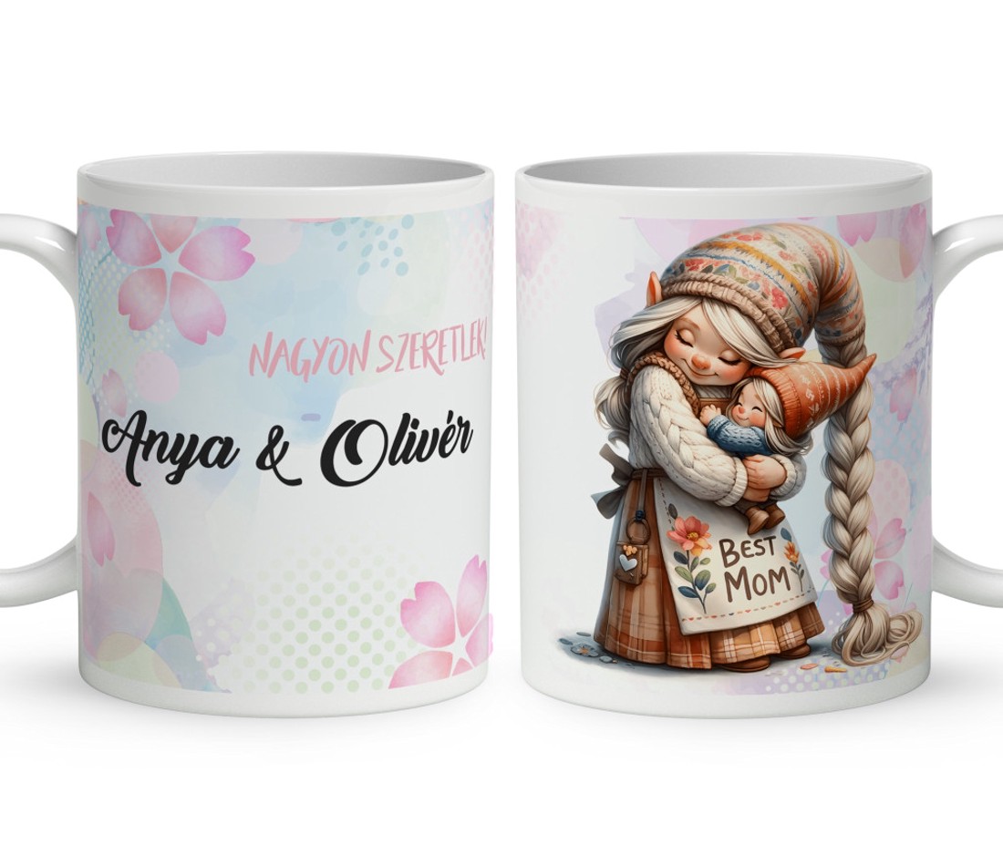 Névvel kérhető - Cuki Anya manó & Kicsi Fia mintás bögre - otthon & életmód - konyhafelszerelés, tálalás - tálalás - bögre & csésze - Meska.hu