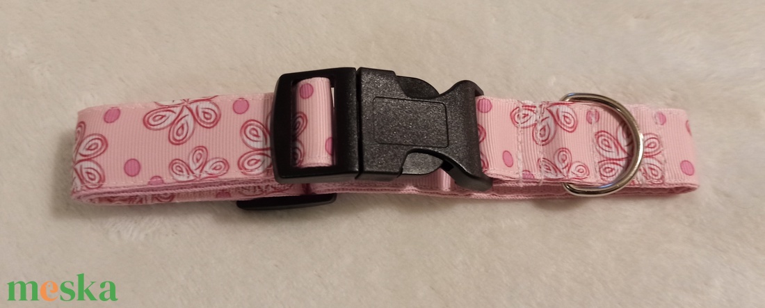 Rózsaszín virágmintás kutyanyakörv - otthon & életmód - kisállatoknak - kutyáknak - kutya nyakörv - Meska.hu