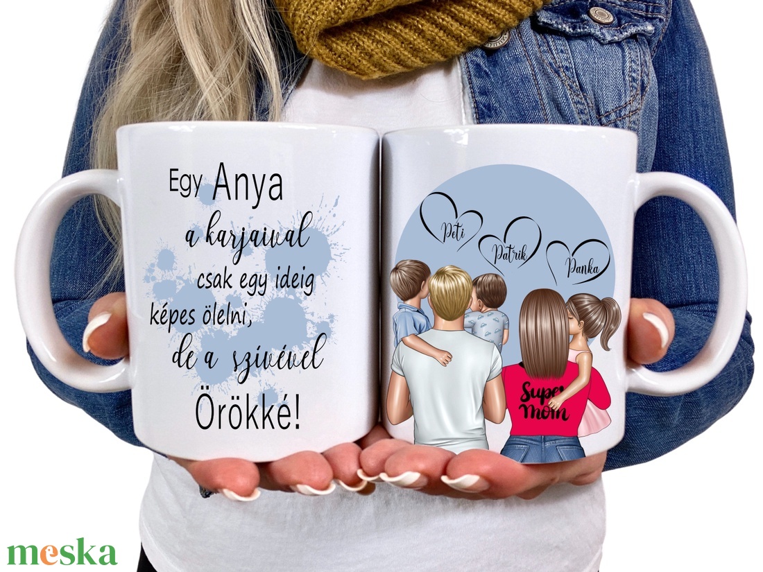 Egyedi bögre szerkeszthető karakterekkel-teltebb anyukával, saját fotóval,felirattal is kérhető-My Family - otthon & életmód - konyhafelszerelés, tálalás - tálalás - bögre & csésze - Meska.hu