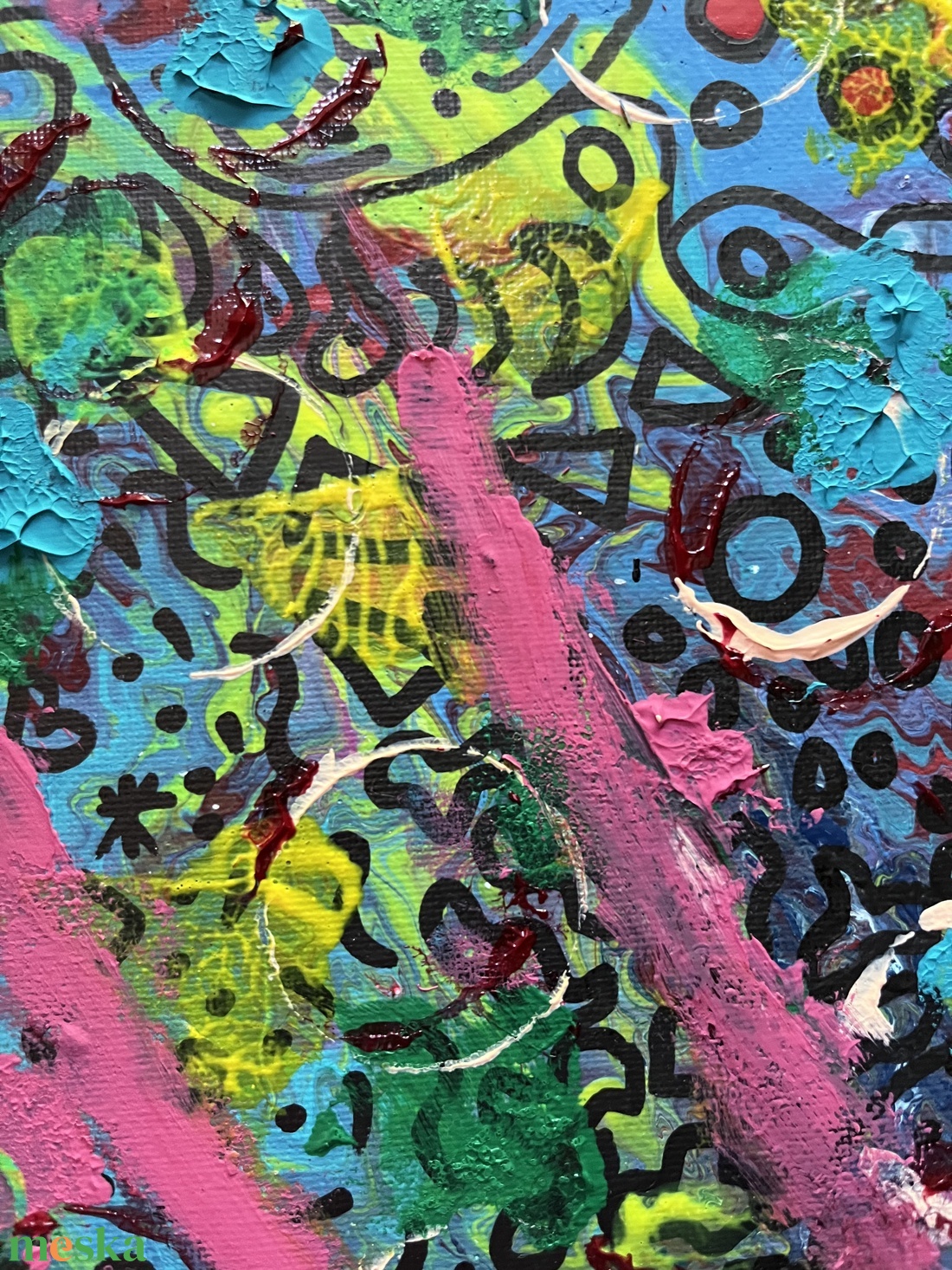 Absztrakt festmény, A Rózsaszín párduc áldozata - művészet - festmény - akril - Meska.hu