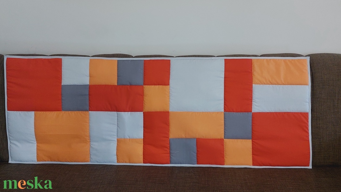 Narancs ,szürke falvédő  - otthon & életmód - lakástextil - falvédő - Meska.hu