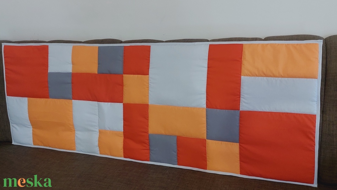 Narancs ,szürke falvédő  - otthon & életmód - lakástextil - falvédő - Meska.hu