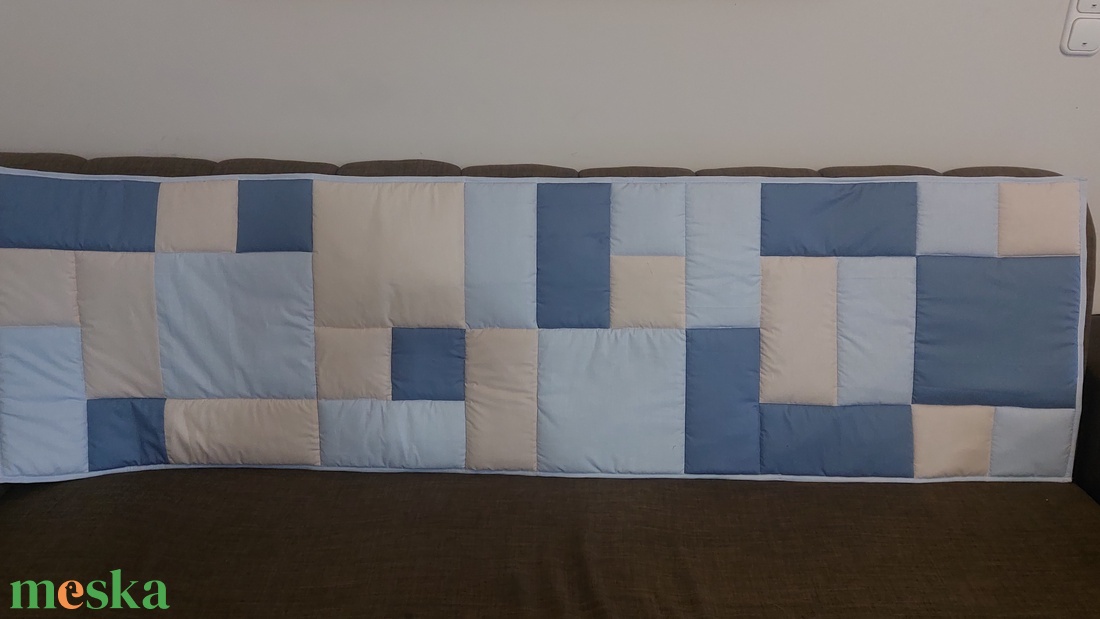 Kék ,natúr falvédő  - otthon & életmód - lakástextil - falvédő - Meska.hu