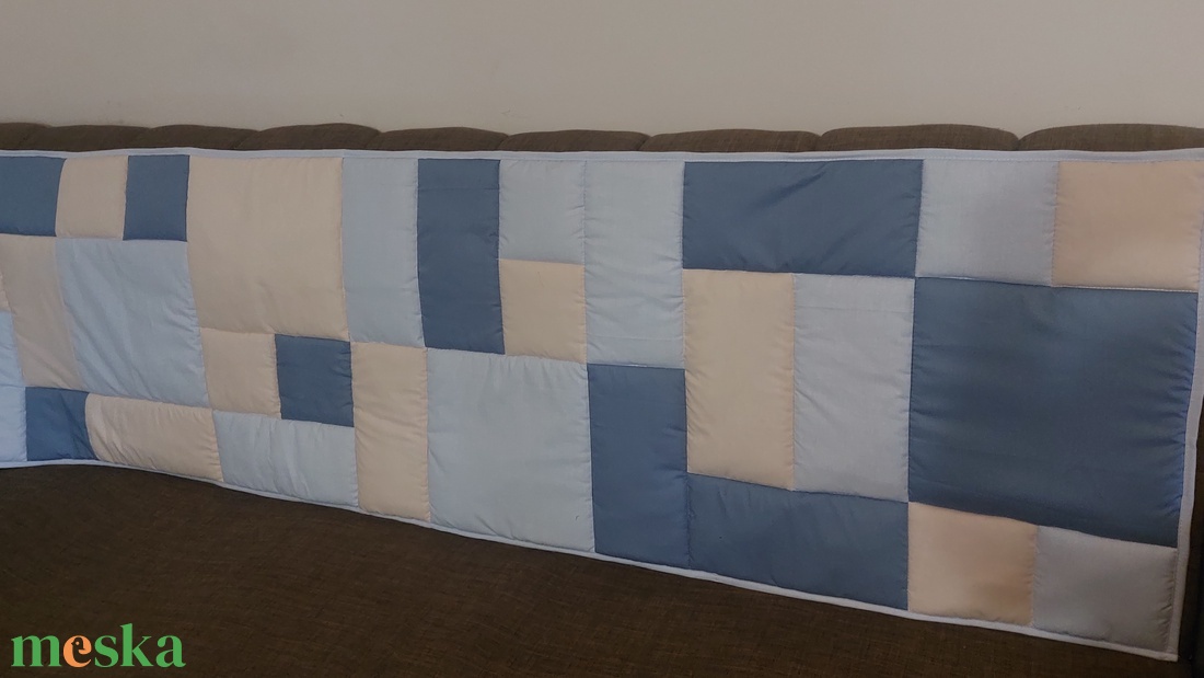 Kék ,natúr falvédő  - otthon & életmód - lakástextil - falvédő - Meska.hu