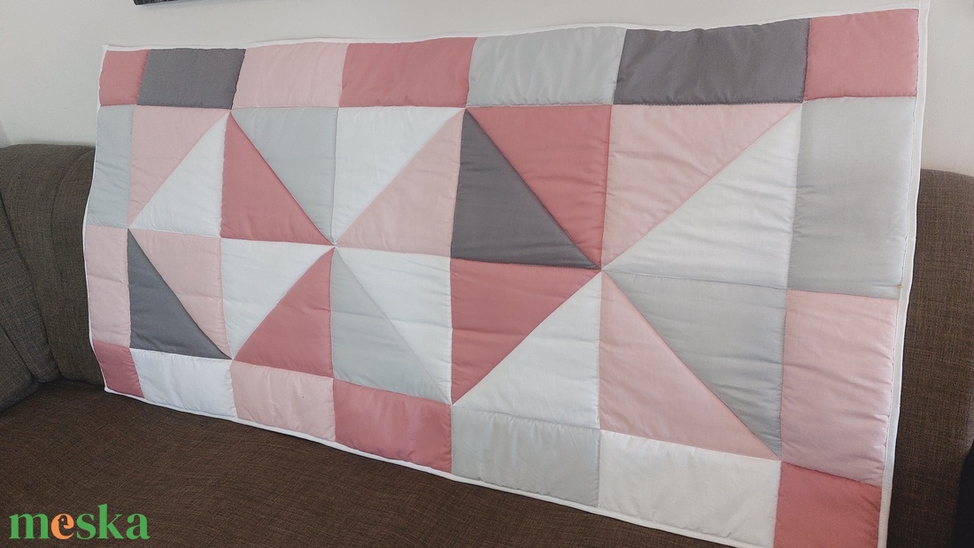 Szürke, rózsaszín, fehér falvédő  - otthon & életmód - lakástextil - falvédő - Meska.hu