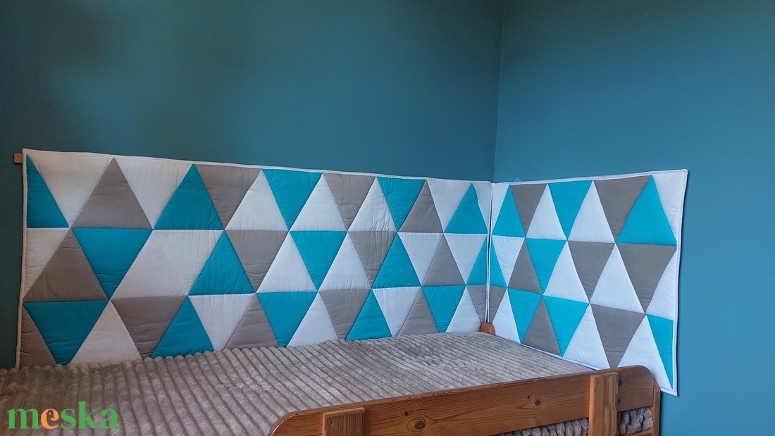 Kék,szürke, fehér falvédő  - otthon & életmód - lakástextil - falvédő - Meska.hu