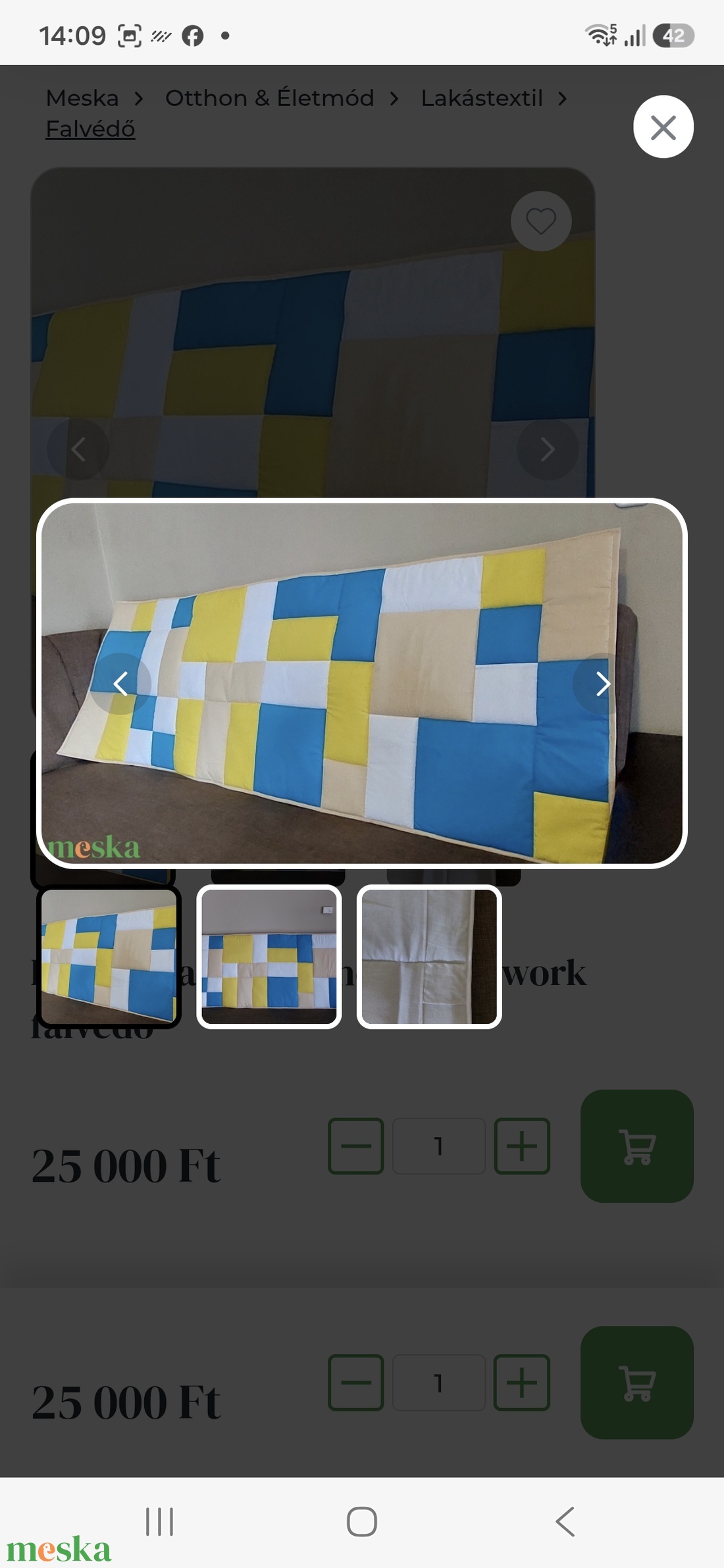 Kek,sárga, bézs,fehér, patchwork falvédő  - otthon & életmód - lakástextil - falvédő - Meska.hu