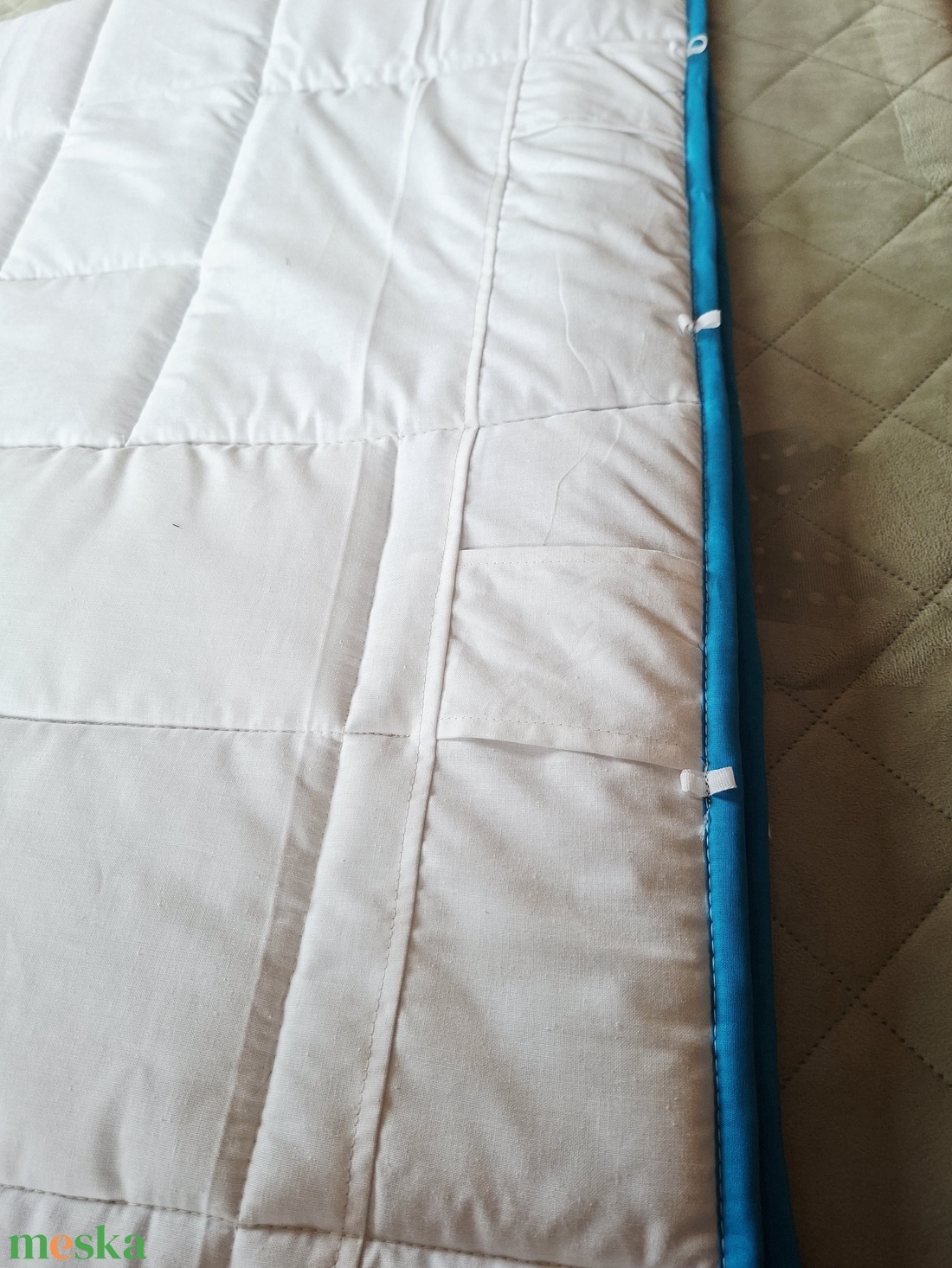 Kék, szürke, fehér patchwork falvédő  - otthon & életmód - lakástextil - falvédő - Meska.hu