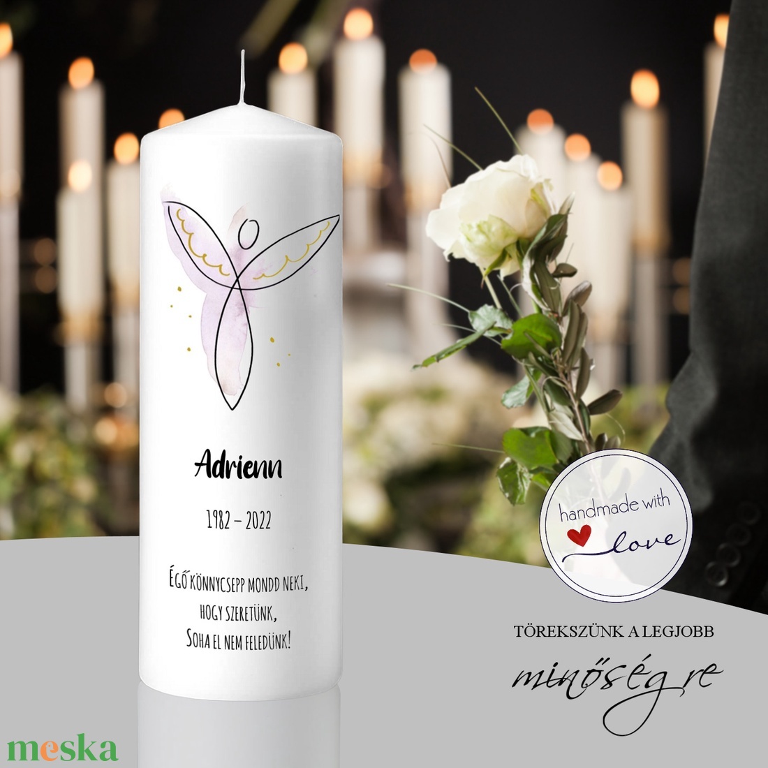 Csendes angyal kegyeleti/gyász gyertya - otthon & életmód - vallás - temetkezési tárgy - temetői gyertyák, mécsesek - Meska.hu