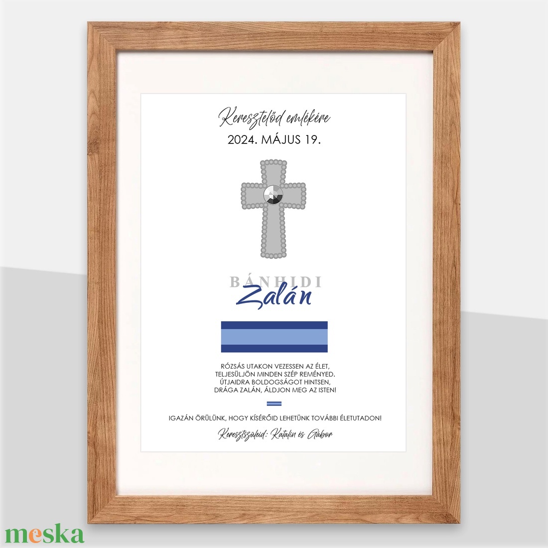 Kék szalag keresztelő emléklap - játék & sport - keresztelőajándékok - Meska.hu