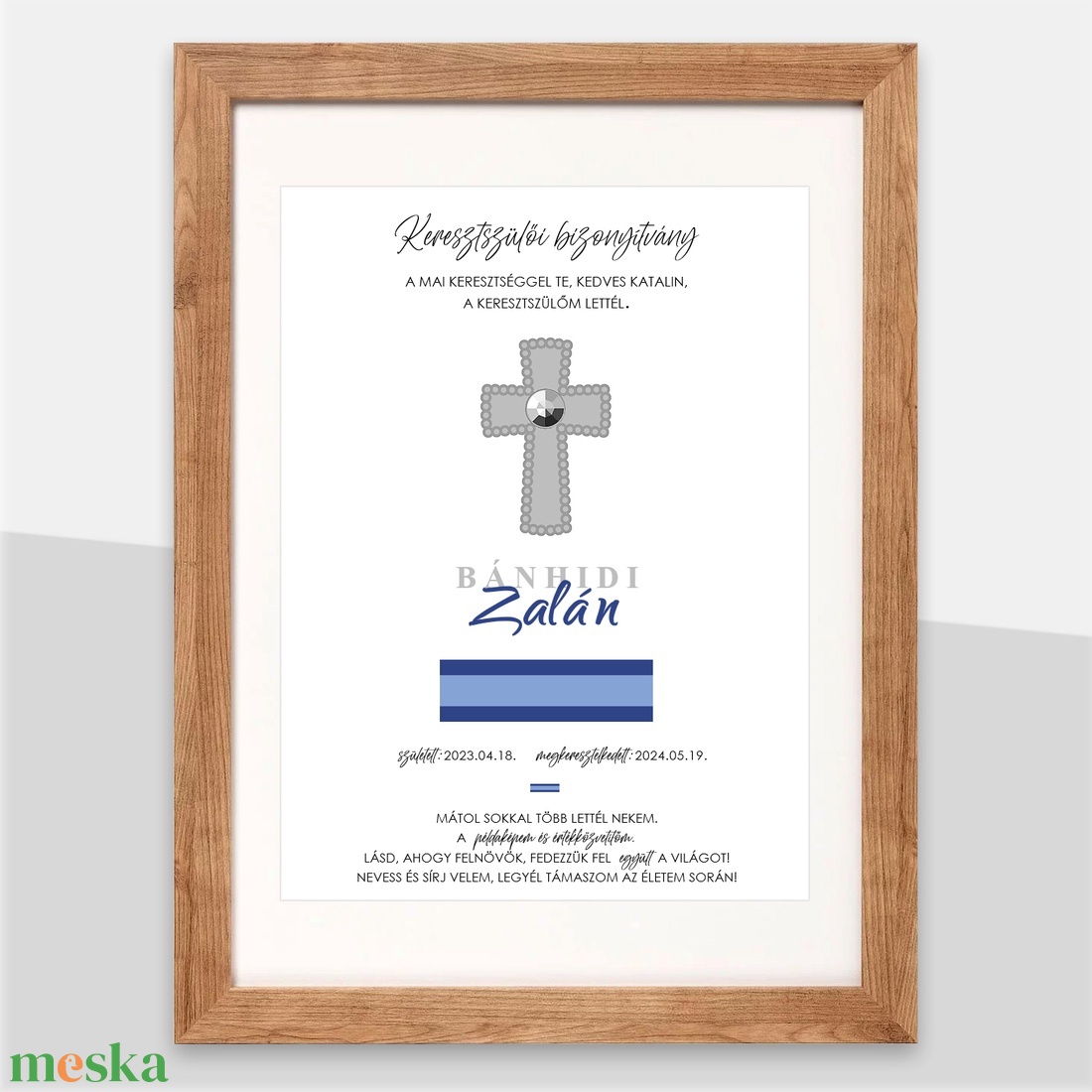 Kék szalag keresztelő emléklap - játék & sport - keresztelőajándékok - Meska.hu