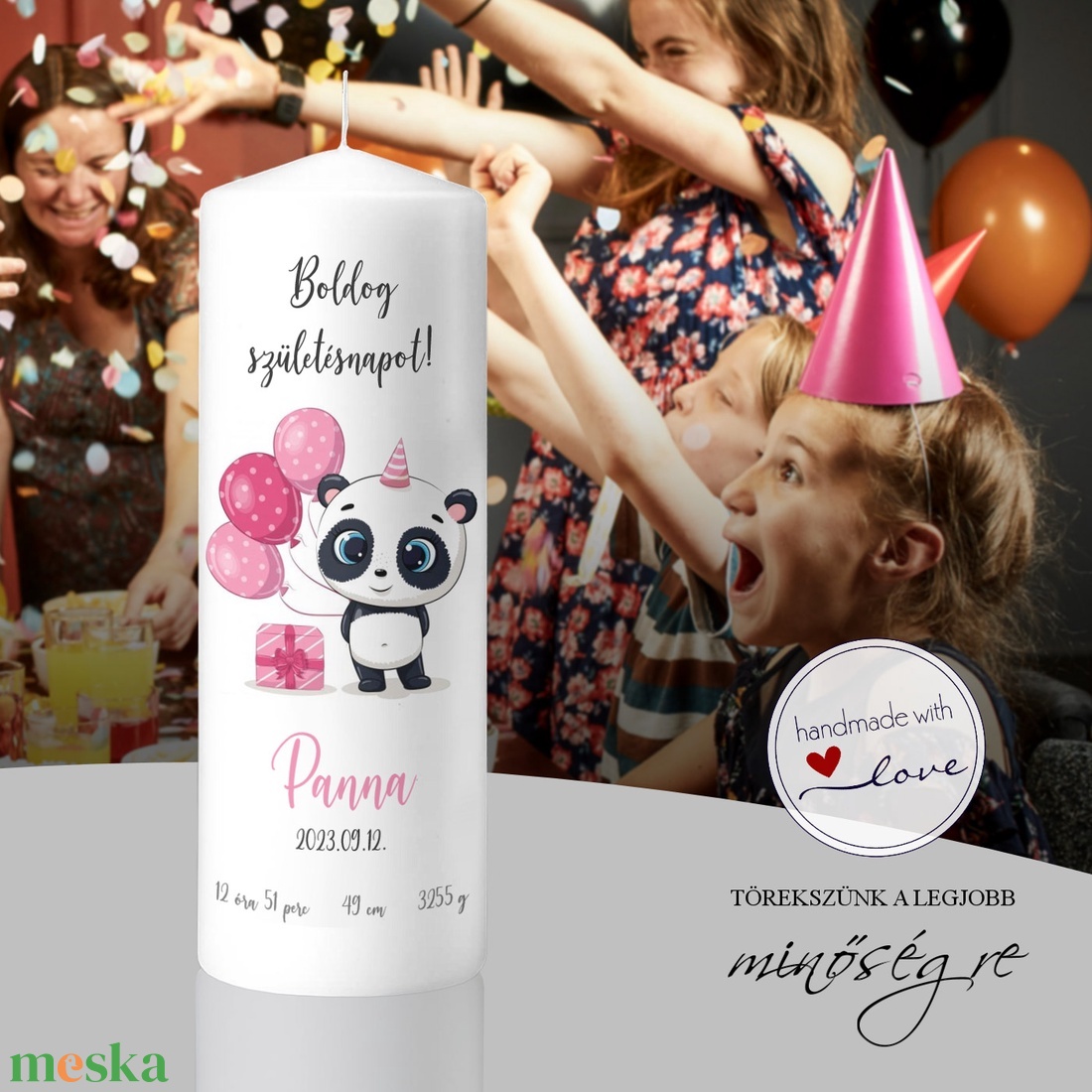 Panda maci születésnapi gyertya - otthon & életmód - gyertya, illat, aroma - gyertya - Meska.hu