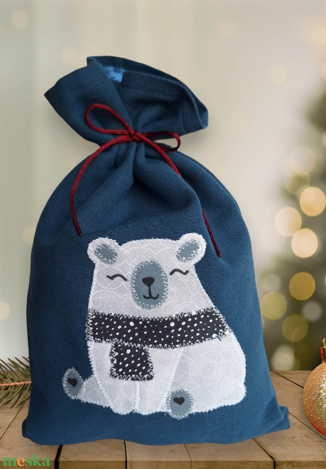 Mikulás zsák/ Ajándék batyu - mackó - karácsony - mikulás - mikulás zsák - Meska.hu