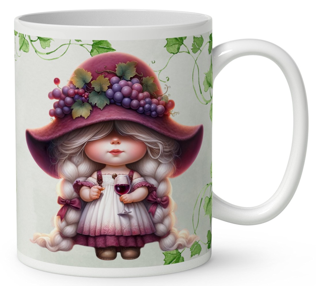 Névvel kérhető - Szépséges borász manó lány mintás bögre - otthon & életmód - konyhafelszerelés, tálalás - tálalás - bögre & csésze - Meska.hu