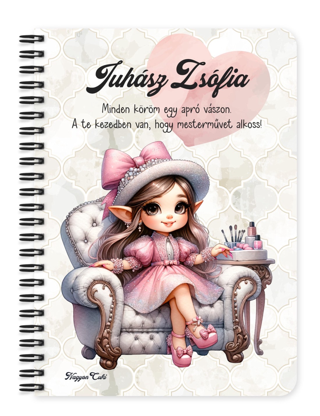 Személyre szabható - Cuki Körmös manólány mintás A6-os füzet - otthon & életmód - papír, írószer - jegyzetfüzet & napló - Meska.hu