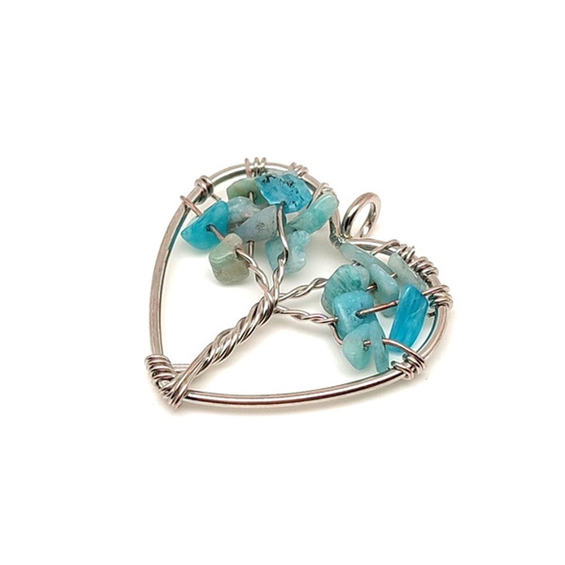 Szívből jövő amazonit életfa szív medál drótos kivitelben 3cm - ékszer - nyaklánc - medál - Meska.hu