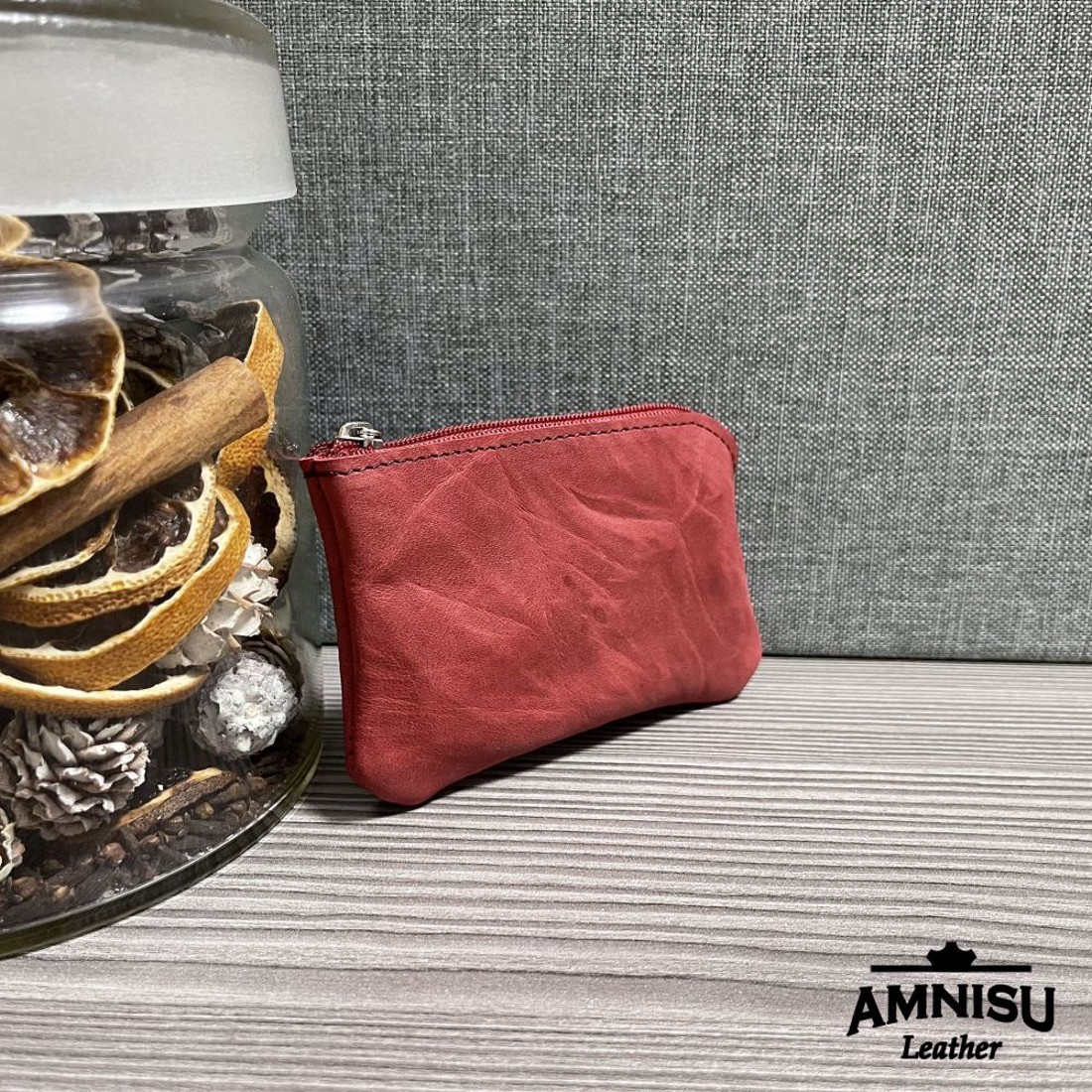 Gyűrt piros egy cipzáras kulcstartó A5011 - táska & tok - kulcstartó & táskadísz - kulcstartó - Meska.hu