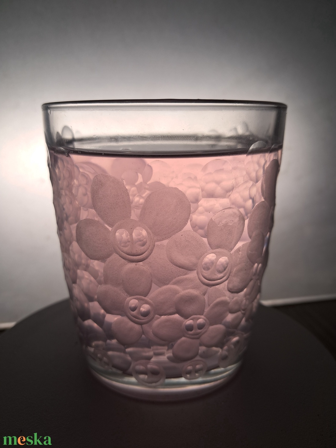Mosolygós- virágos pohár - otthon & életmód - konyhafelszerelés, tálalás - tálalás - pohár - Meska.hu