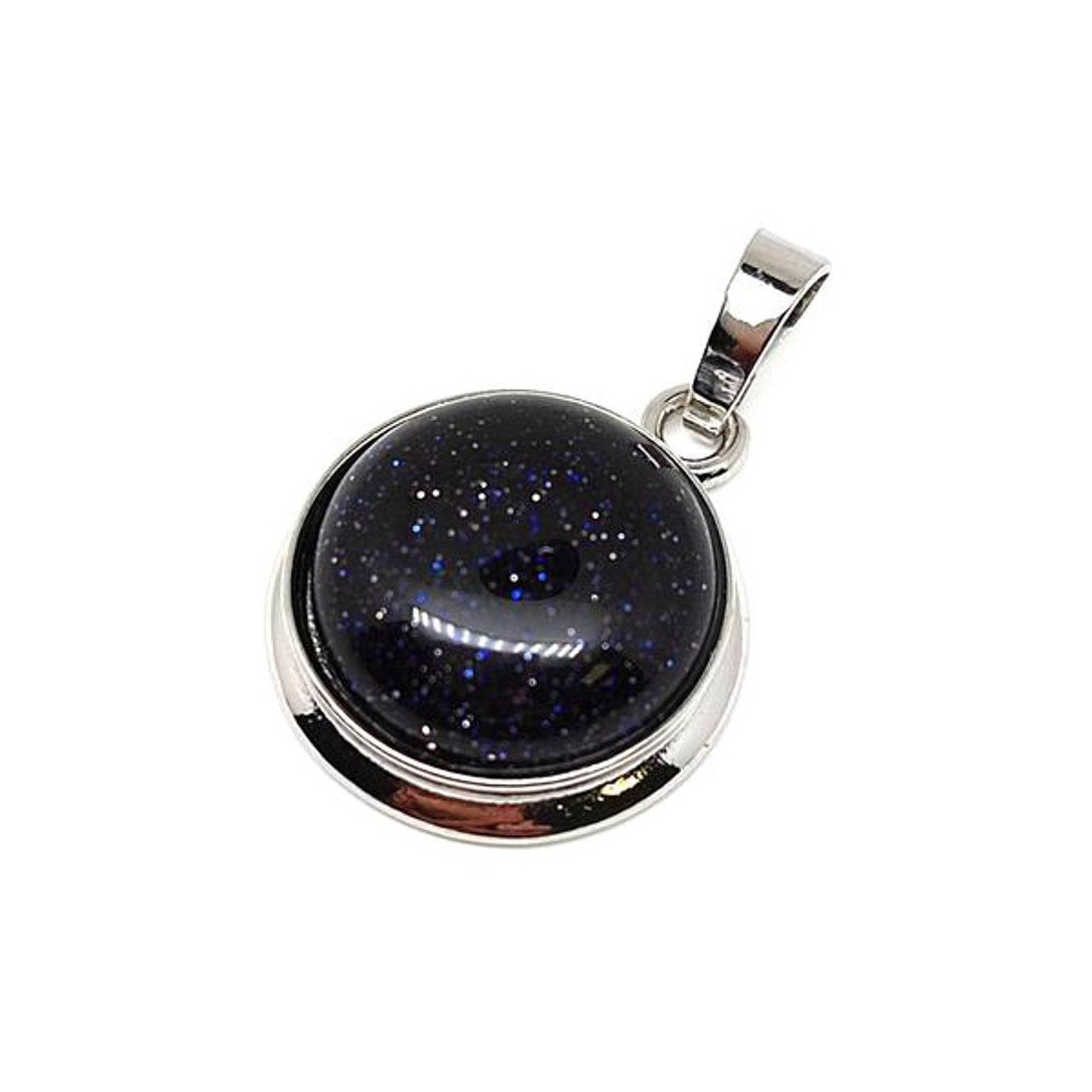 Kerek medál fém Goldstone kék 2cm - ékszer - nyaklánc - medál - Meska.hu