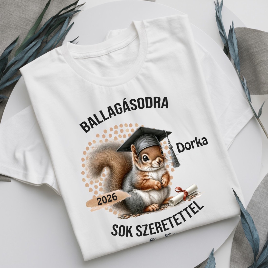 Névvel kérhető Mókus mintás férfi póló Ballagásra -  - Meska.hu