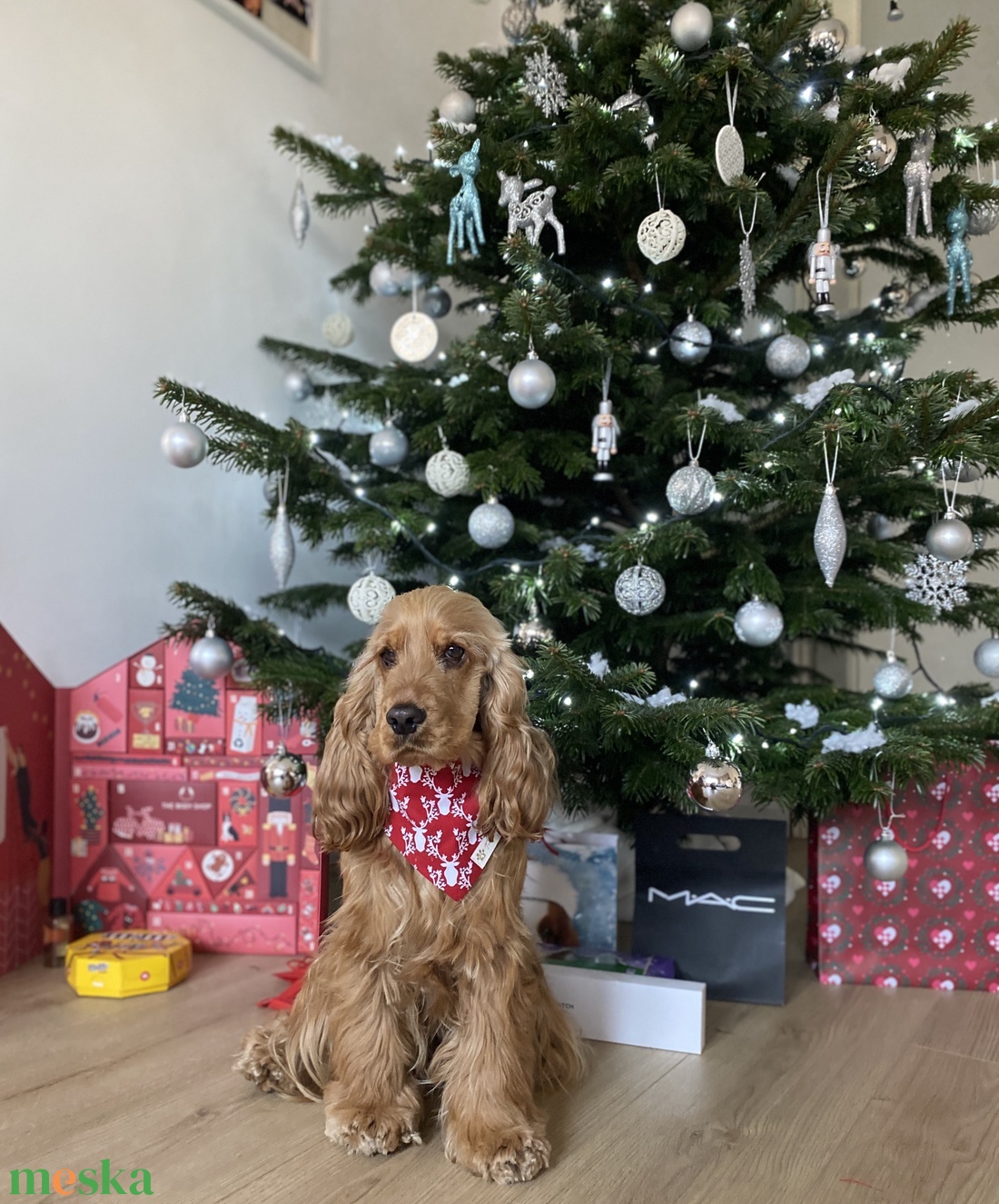 Karácsonyi, szarvasos mintájú bandana/kendő kutyáknak -  - Meska.hu