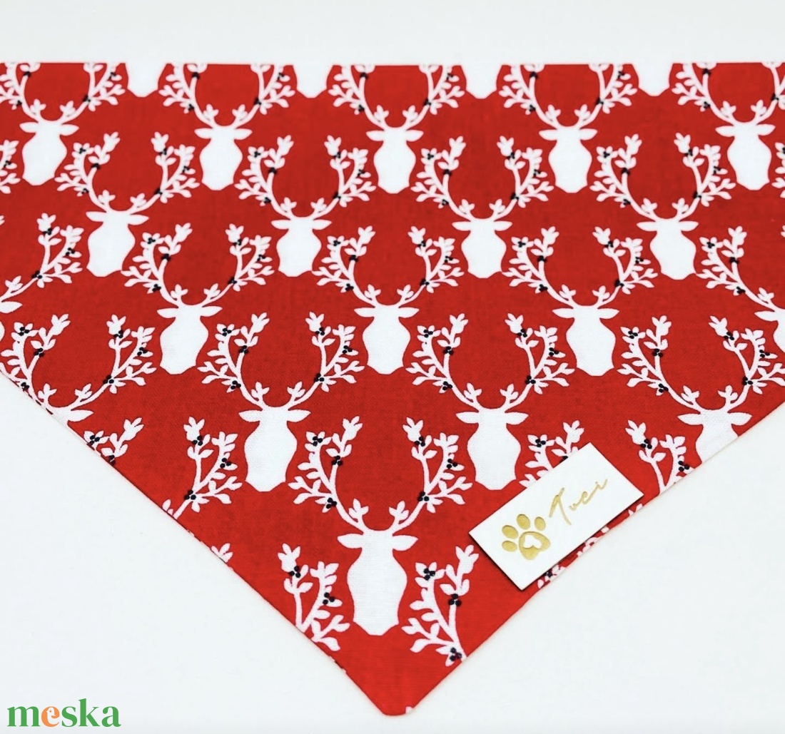 Karácsonyi, szarvasos mintájú bandana/kendő kutyáknak -  - Meska.hu