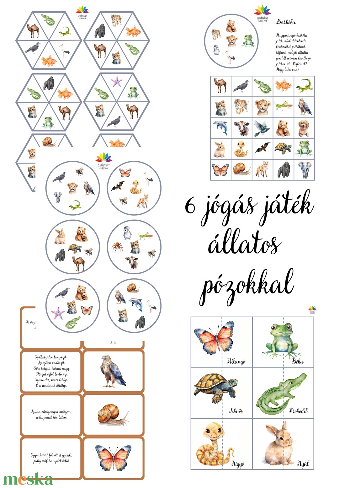 Állati jó jóga - játék & sport - készségfejlesztő és logikai játék - oktató játékok - Meska.hu