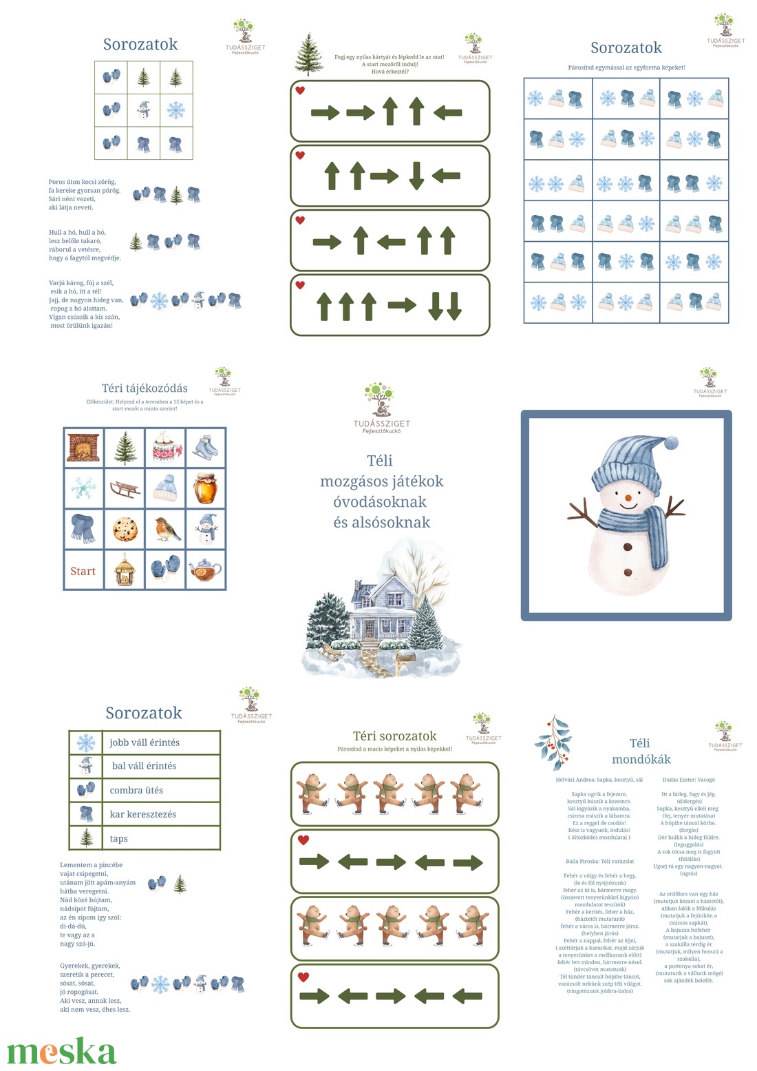 Téli mozgásos játékok óvodásoknak és alsósoknak - játék & sport - készségfejlesztő és logikai játék - oktató játékok - Meska.hu