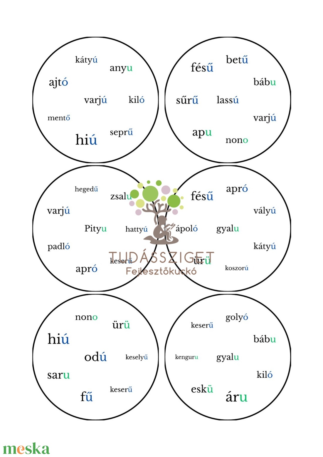 Szóvégi magánhangzók Dobble 8 szóval - játék & sport - készségfejlesztő és logikai játék - oktató játékok - Meska.hu