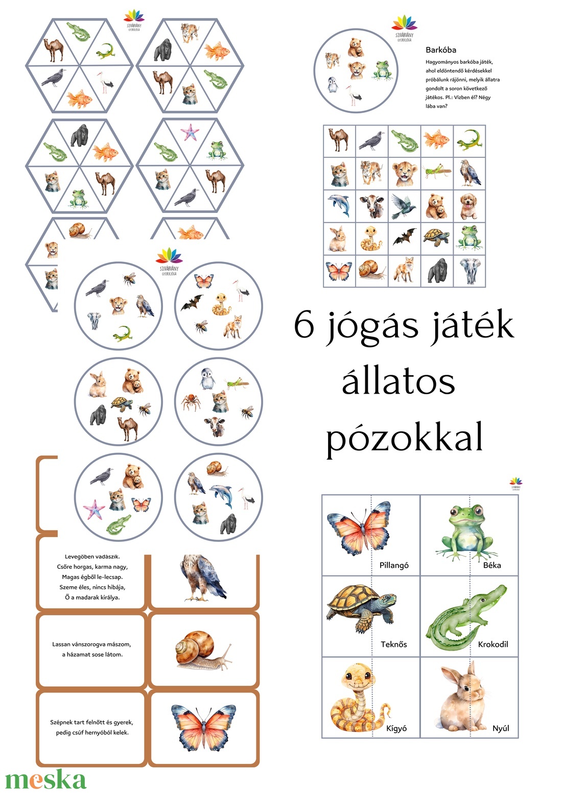 Állati jó jóga - játék & sport - készségfejlesztő és logikai játék - oktató játékok - Meska.hu