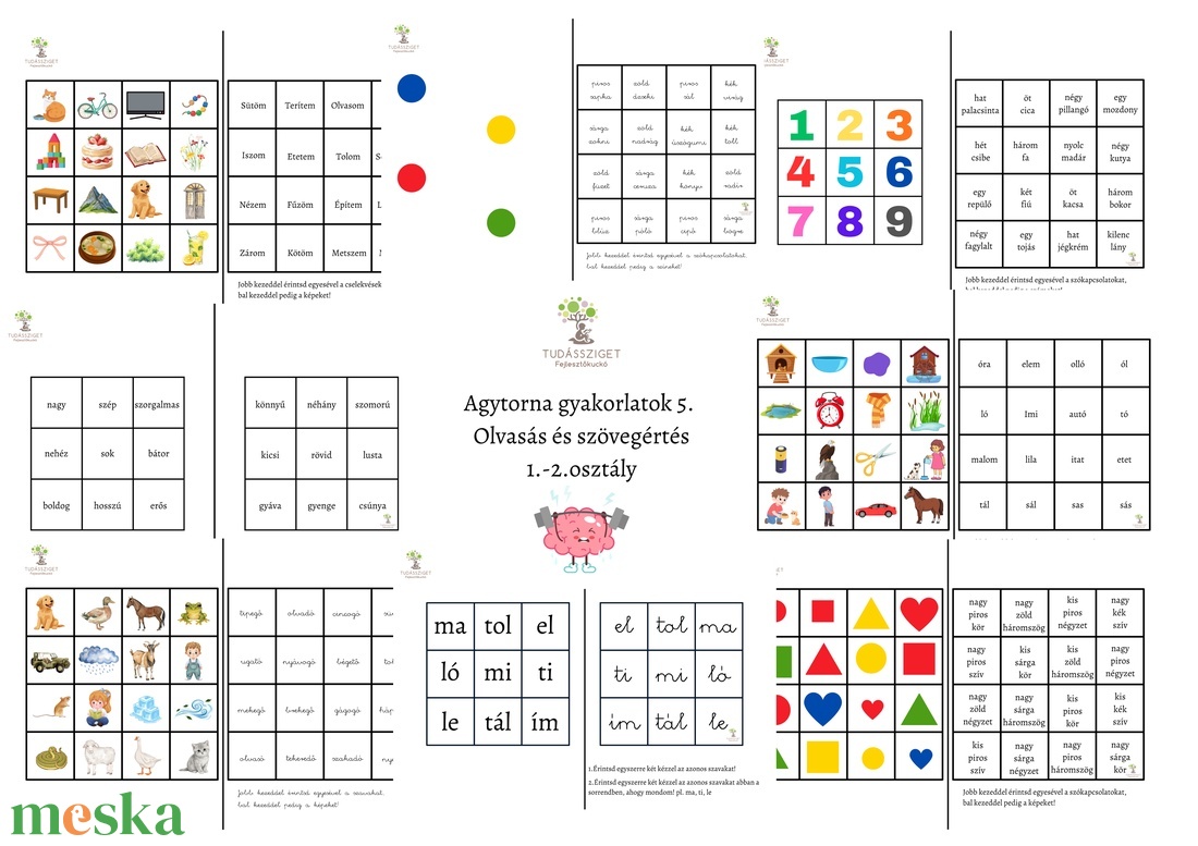 Agytorna gyakorlatok 5. - Szövegértés 1.-2. osztály - játék & sport - készségfejlesztő és logikai játék - oktató játékok - Meska.hu