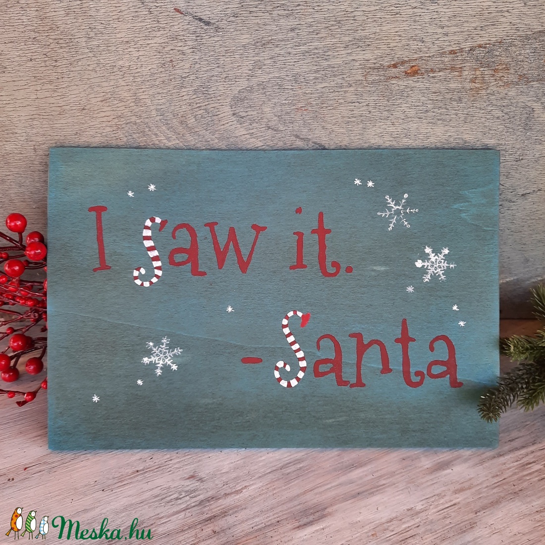 I saw it - Santa táblakép - karácsony - karácsonyi lakásdekoráció - Meska.hu I saw it - Santa táblakép - karácsony - karácsonyi lakásdekoráció - Meska.hu