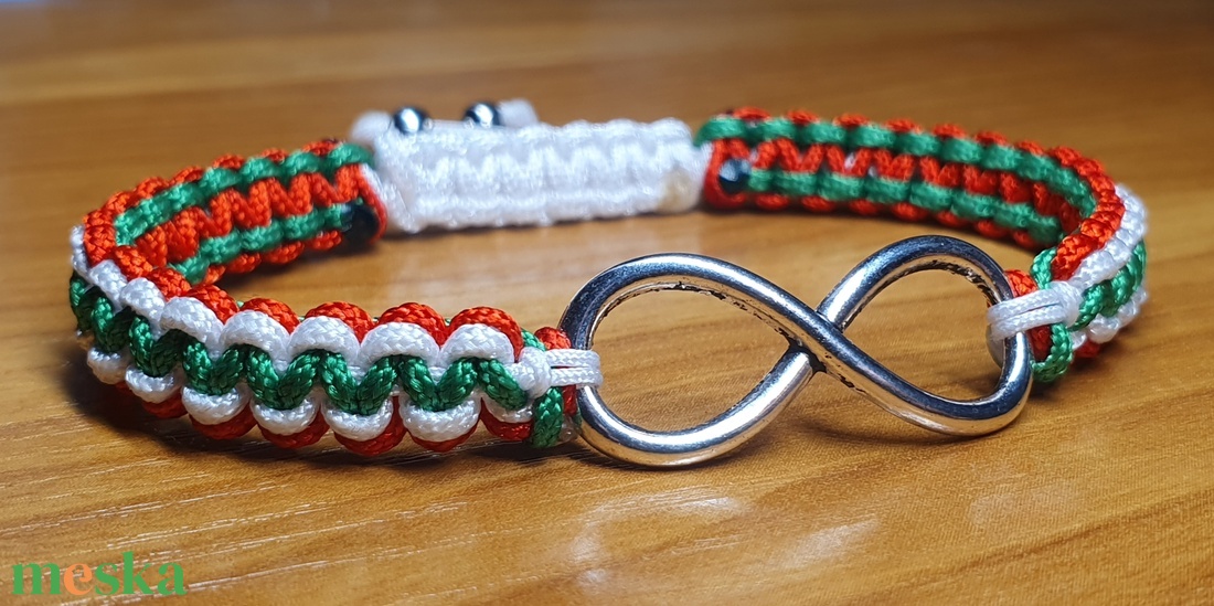 Tricolor végtelen jeles magyar karkötő - ékszer - karkötő - fonott karkötő - Meska.hu