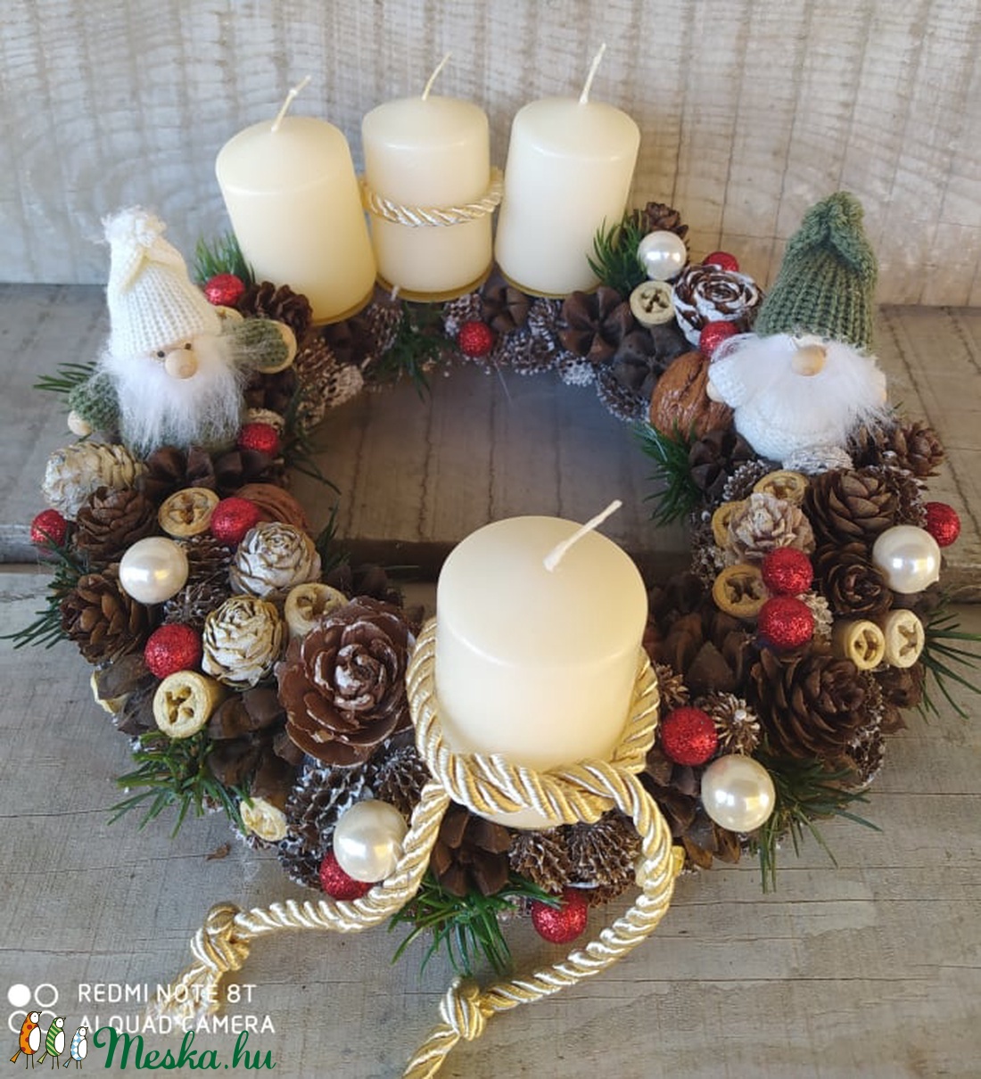 Adventi koszorú natúr színekkel s kicsi manókkal - karácsony - adventi díszek - adventi koszorú - Meska.hu Adventi koszorú natúr színekkel s kicsi manókkal - karácsony - adventi díszek - adventi koszorú - Meska.hu