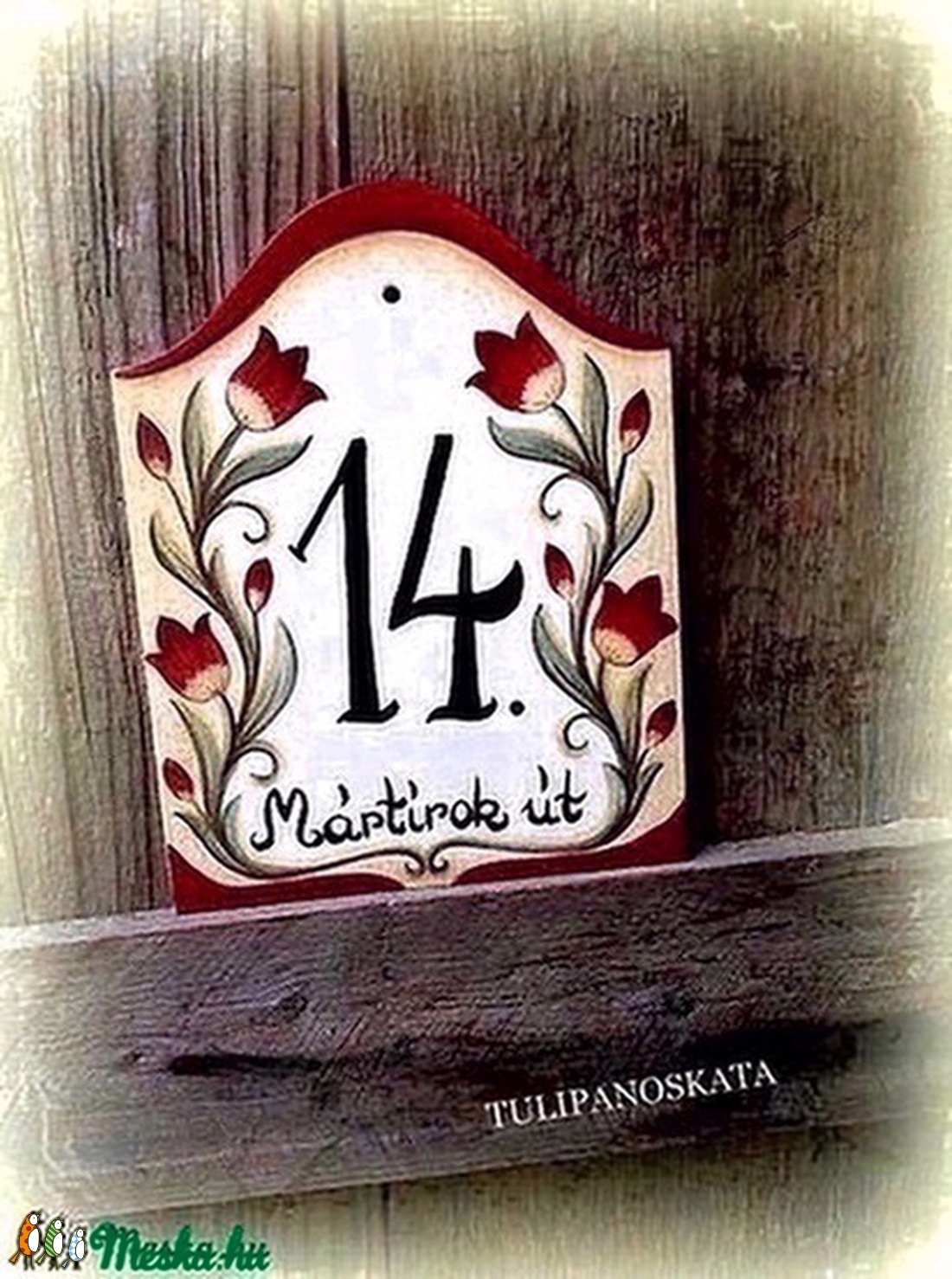 Festett utcatábla tulipános, madaras - - Meska.hu Festett utcatábla tulipános, madaras - - Meska.hu