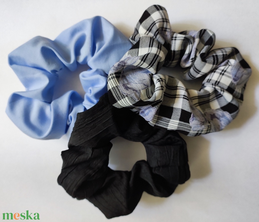 3 db textil scrunchie hajgumi - ruha & divat - hajdísz & hajcsat - hajgumi - Meska.hu