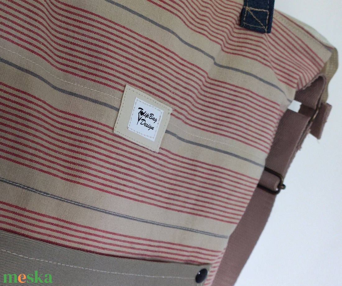 Csíkos farmer vászon válltáska, oldaltáska - táska & tok - variálható táska - Meska.hu