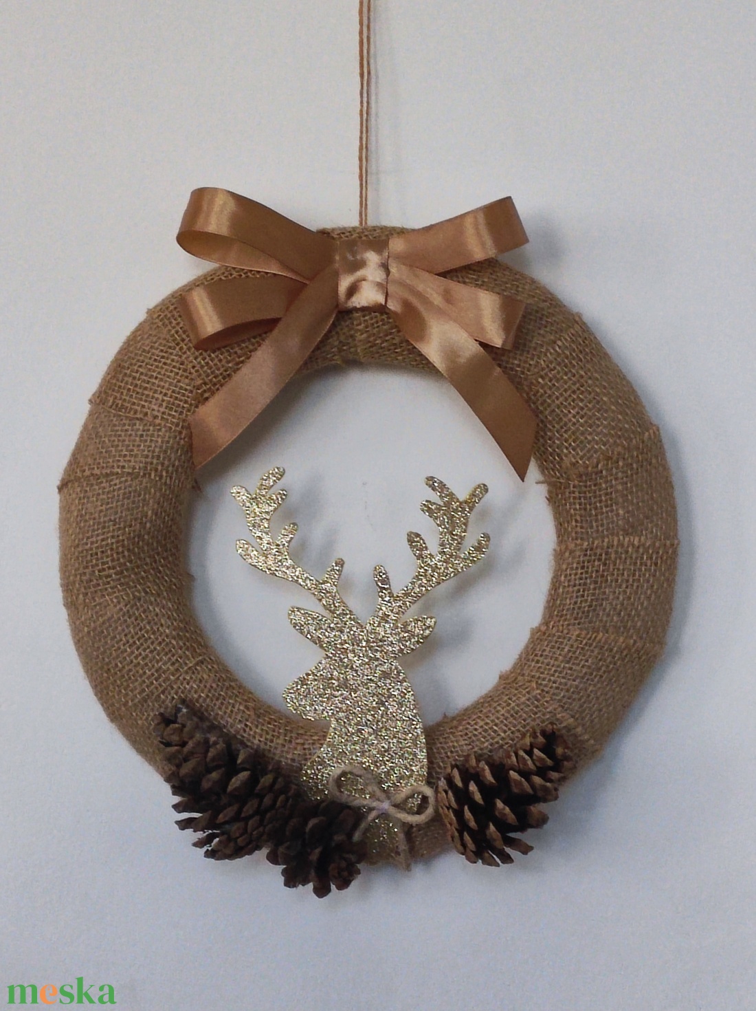 Kopogtató ajtódísz koszorú szarvas - karácsony - karácsonyi lakásdekoráció - karácsonyi ajtódíszek - Meska.hu