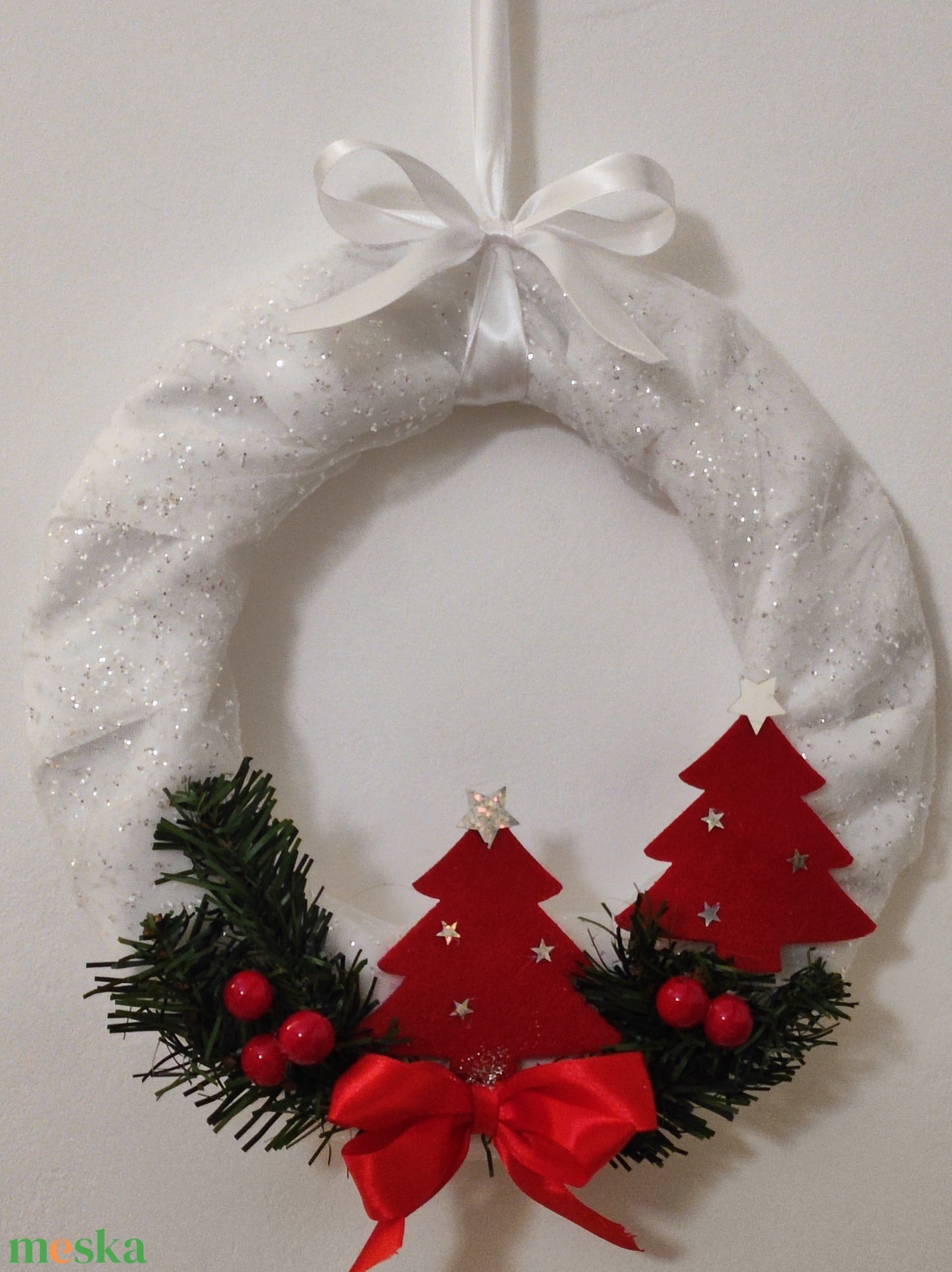 Kopogtató ajtódísz koszorú karácsonyfa - karácsony - karácsonyi lakásdekoráció - karácsonyi ajtódíszek - Meska.hu