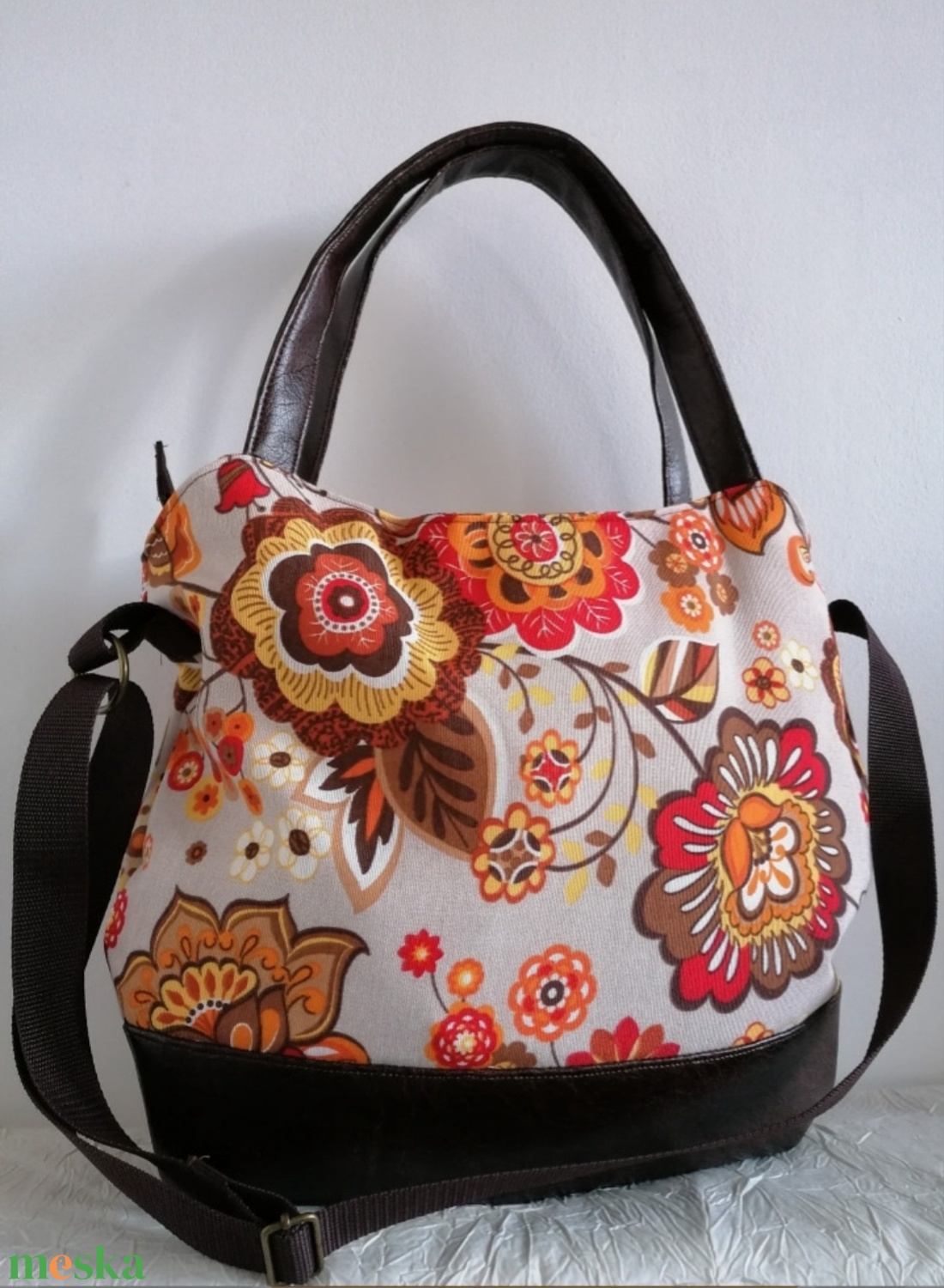Virágmintás többfunkciós táska - táska & tok - kézitáska & válltáska - nagy pakolós táska - Meska.hu