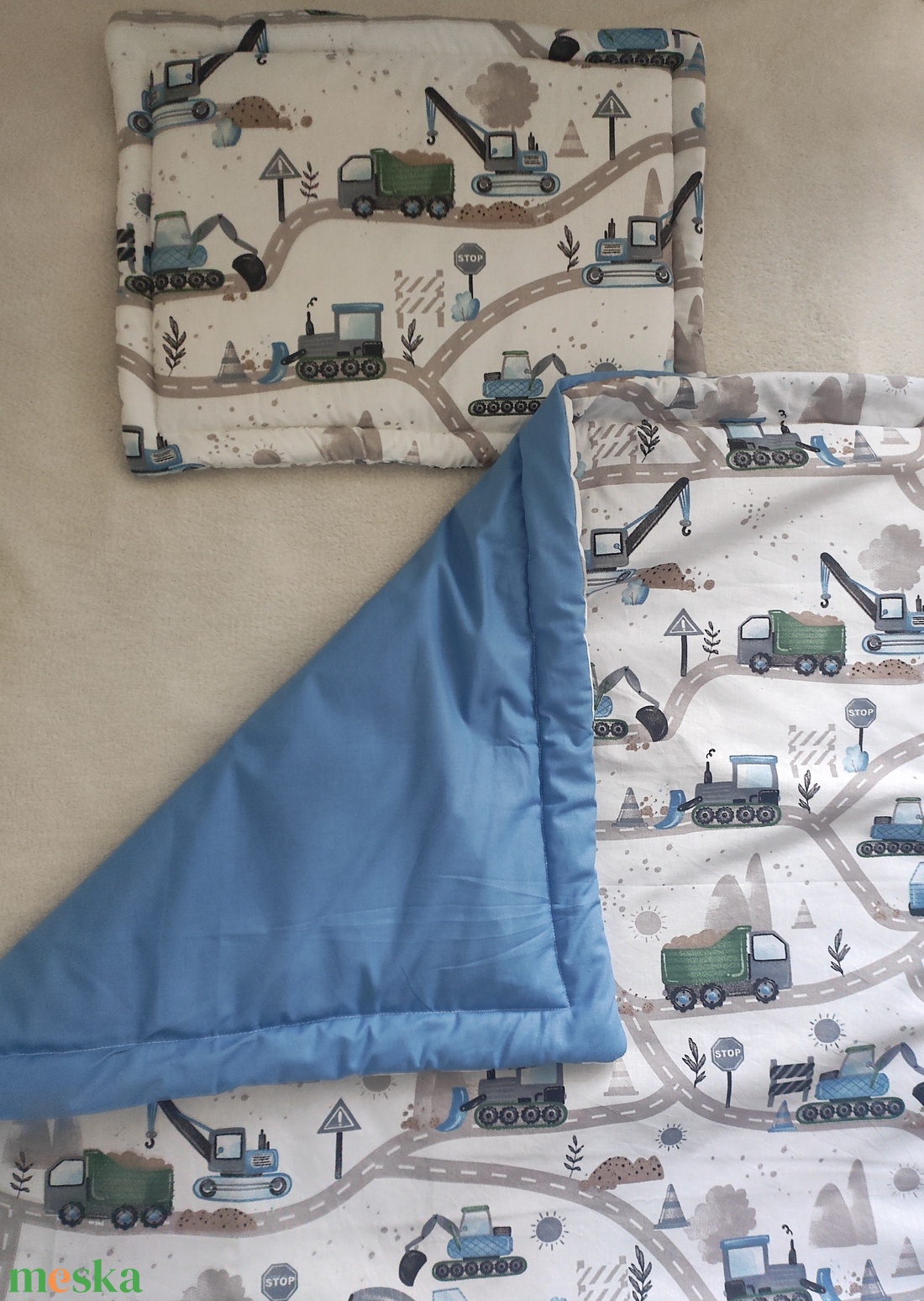 Munkagépes puha meleg ágynemű szett - játék & sport - ovis felszerelés - ovis ágynemű - Meska.hu