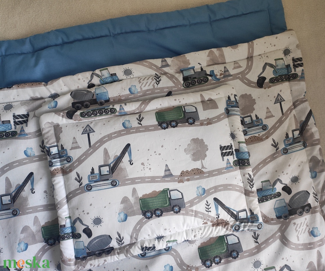 Munkagépes puha meleg ágynemű szett - játék & sport - ovis felszerelés - ovis ágynemű - Meska.hu