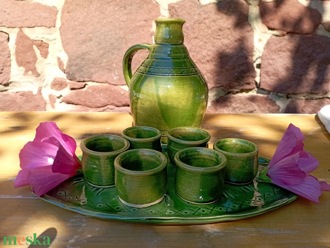 Kerámia pálinkás szett - otthon & életmód - konyhafelszerelés, tálalás - tálalás - pálinkás poharak, szettek - Meska.hu