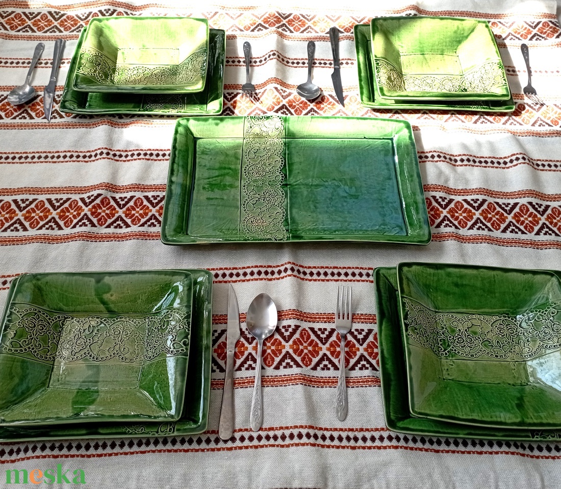 4 személyes kerámia étkészlet  - otthon & életmód - konyhafelszerelés, tálalás - tálalás - tányér & étkészlet - Meska.hu