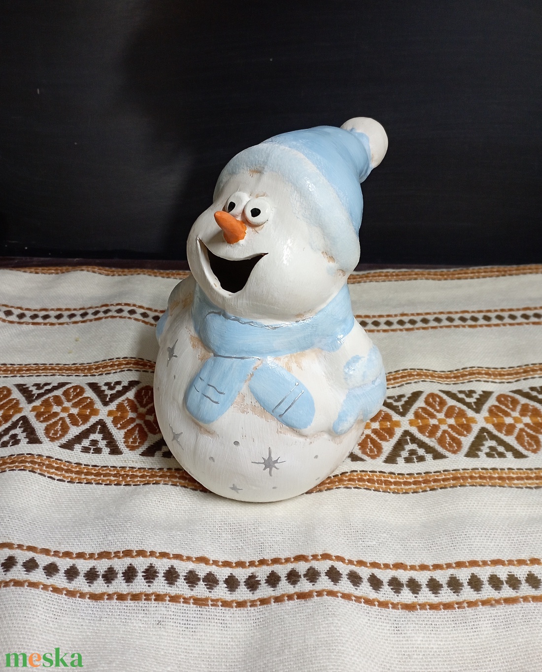 Kerámia hóember  - karácsony - karácsonyi kültéri dekoráció - Meska.hu